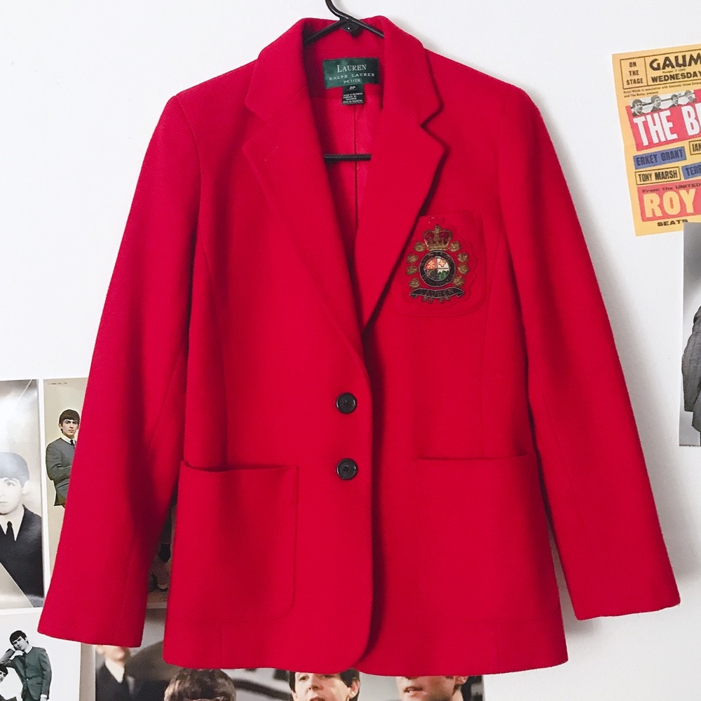 Retro Vintage 1980s Ralph Lauren Red Blazer